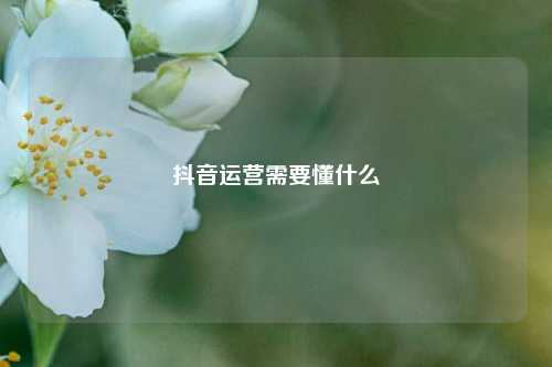 抖音运营需要懂什么