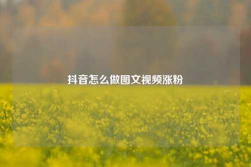 抖音怎么做图文视频涨粉