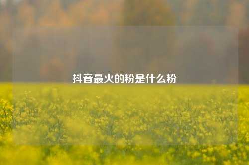 抖音最火的粉是什么粉