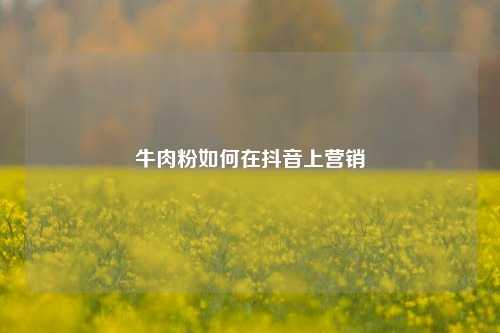 牛肉粉如何在抖音上营销